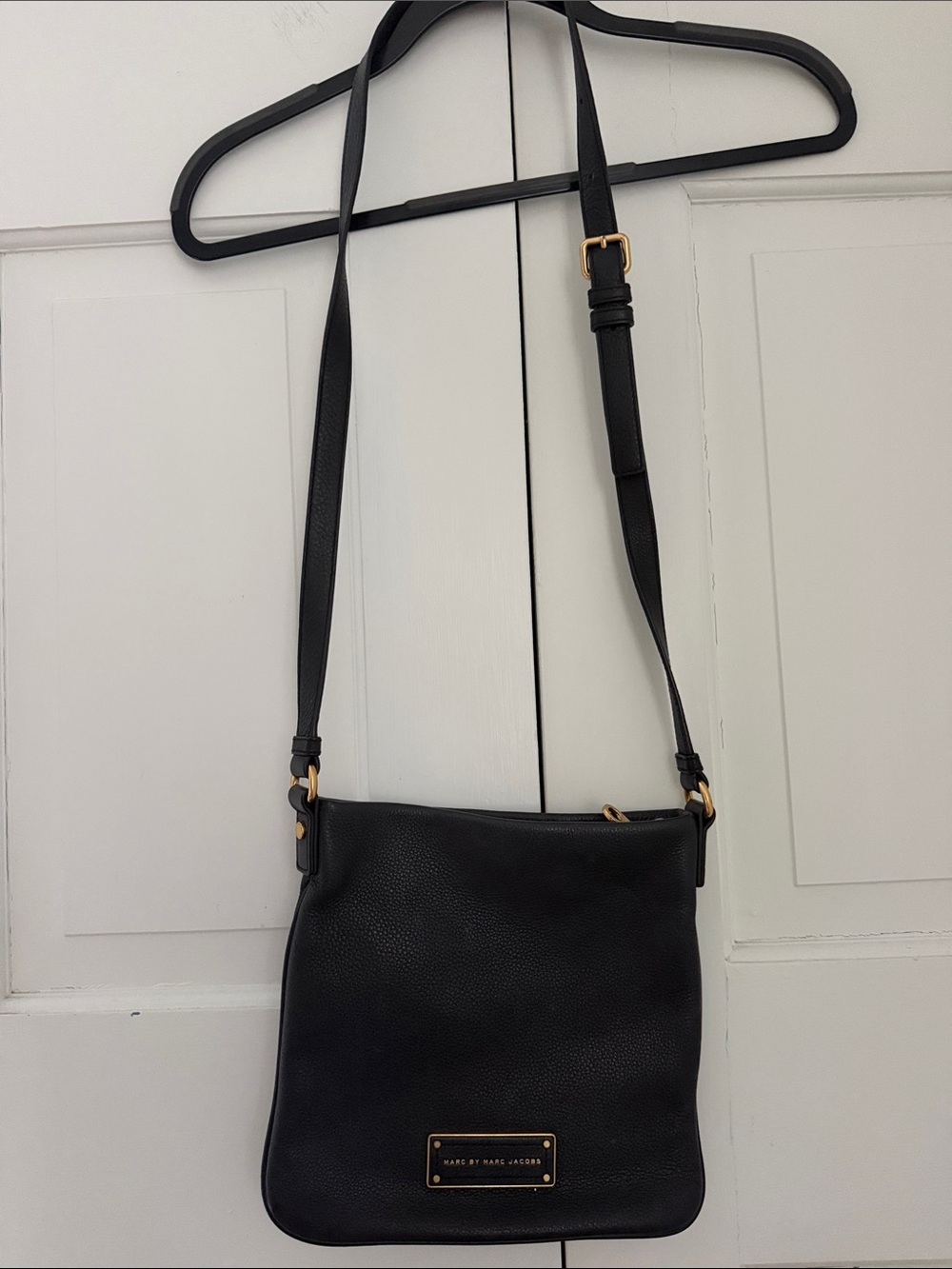 Marc by Marc Jacobs Black Pebbled Leather Crossbody with Gold Hardware